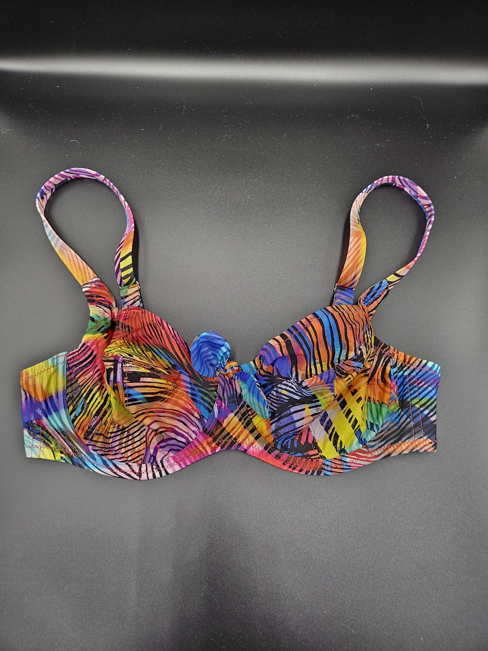 Antigel La Surf Mania Bikini Top 34D Multicolor Underwire Swim Top NWT